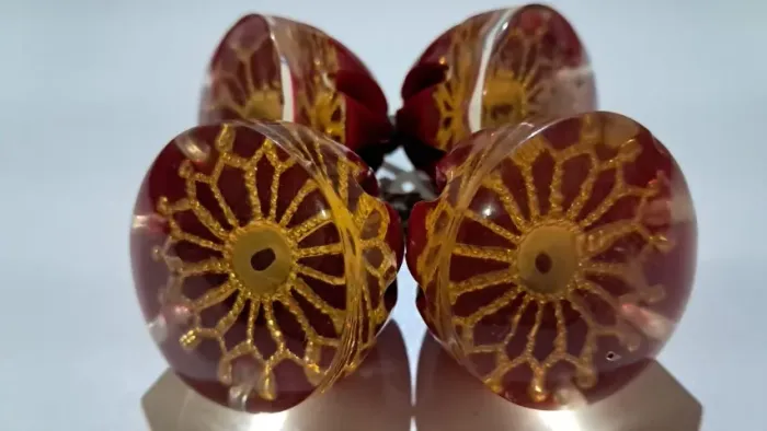 4 Puxadores Antigos Para Móveis Vermelho Flor