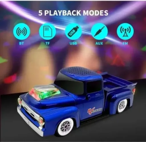 Caixinhas de som potente  bluetooth portátil  formato de caminhonete com design e graves 