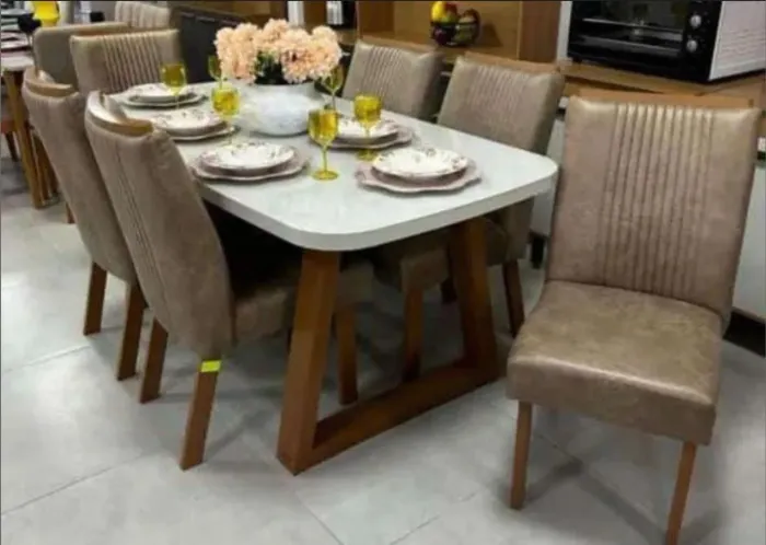 Mesa de jantar Leroy com 6 cadeiras 180x90