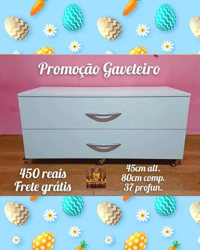 Gaveteiro 2 gavetas - Branco - Novo - Frete Grátis