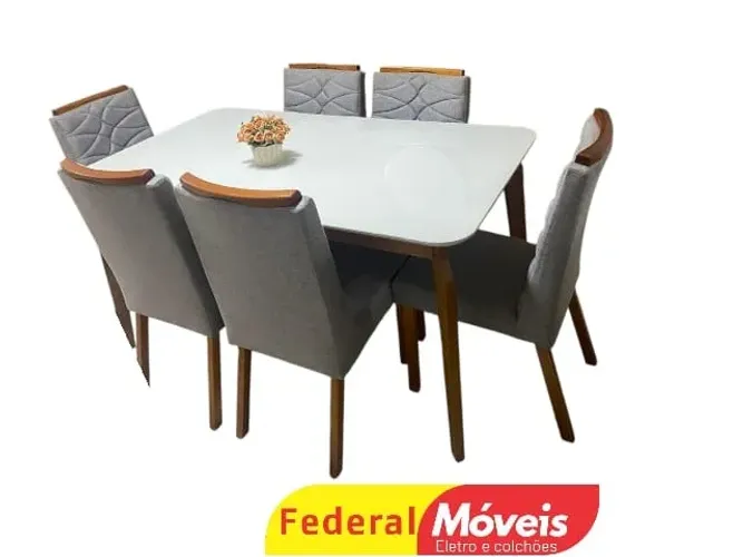 Mesa 1,60x90cm com 6 cadeiras ENTREGA HOJE