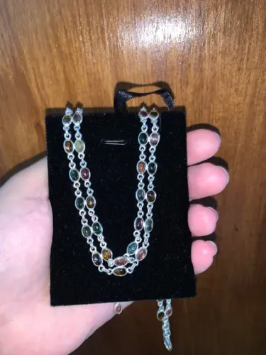 Colar Choker com Turmalina Melancia (Pedras Naturais) em Prata 925
