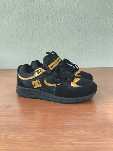 tênis dc shoes josh kalis lite black gold edição skate clássica, rara tam 35