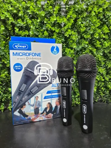 Microfone Com Fio Duplo Profissional 