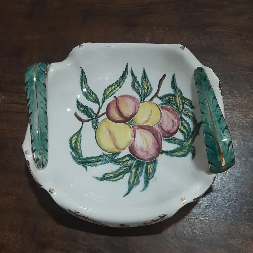 Fruteira de Porcelana Floral de Frutas