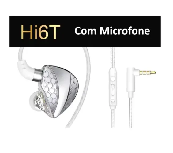 Fone de ouvido QKZ Hi6T Gamer retorno de palco - Preto ou branco