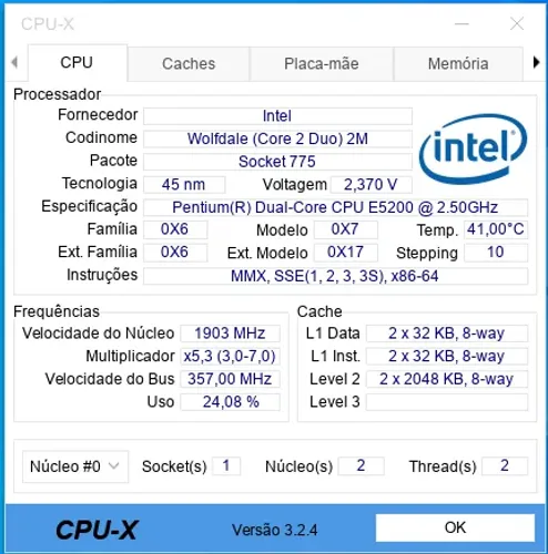 CPU Intel C2Duo E5200 2,5GHz