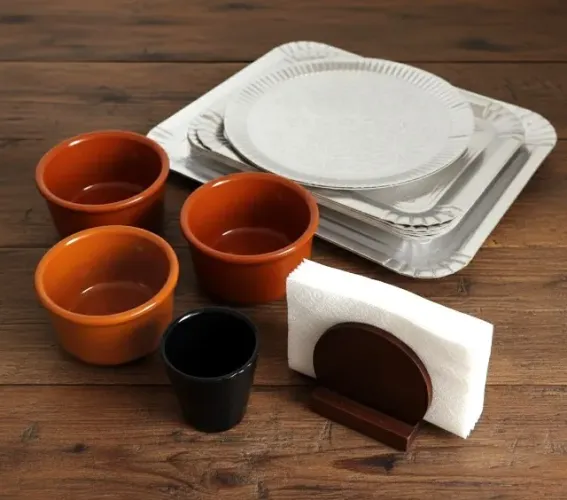 Conjunto para Servir - Cumbucas de cerâmica + Bandejas Regina + Porta-Guardanapo