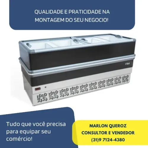 Ilha de Congelados 2M Vidro Reto Polar Light