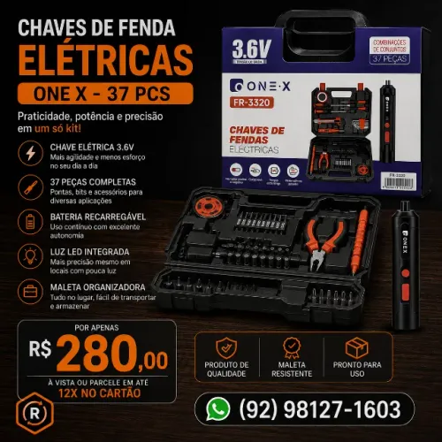 Chave de Fenda Elétrica One X - 37 peças
