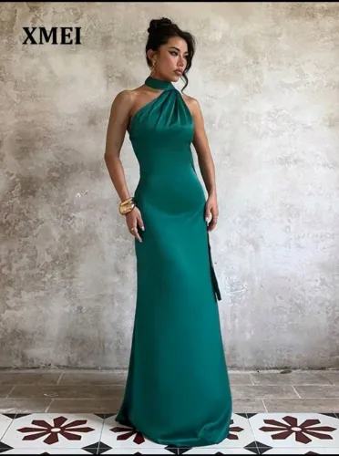 Vestido longo formal verde esmeralda