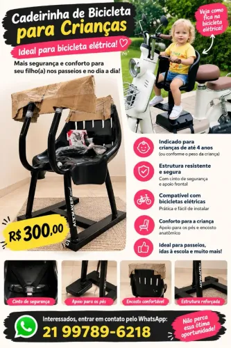 Cadeirinha de bicicleta elétrica