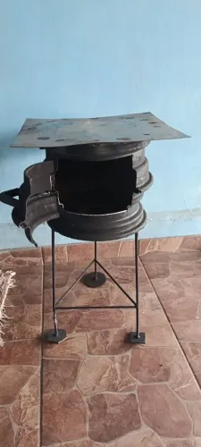 Fogãozinho feito de aros de carro