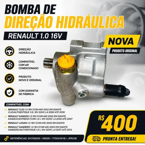 Bomba de Direção Hidráulica Renault Clio/Kangoo/Logan/Sandero 1.0 16v NOVA