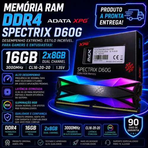 Memoria ram ddr4 3000hz XPG SPECTRIX rgb cl 16
