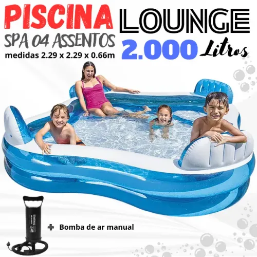 PISCINA LOUNGE SPA INFLÁVEL 2.000L 4 ASSENTOS E 4 ENCOSTOS - ACOMPANHA BOMBA DE AR MANUAL