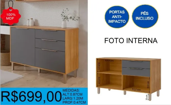 Balcão 1,20 100% mdf - compre hoje e receba em até 72h