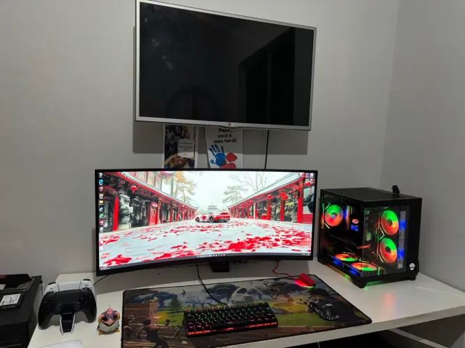 Pc gamer completo novo e garantia - Ryzen 7 5700x + rx 9060XT 16gb + monitor 34 curvo +