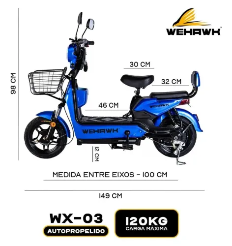 Triciclo Bicicleta Elétrica Wehawk Hw500 
