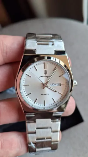 Relogio Luxuoso Poedagar Clássico Old Money Prateado e Branco. Nunca Usado!
