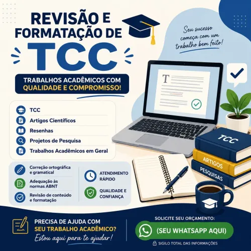 Execução, revisão e formatação de TCC, artigos e trabalhos acadêmicos
