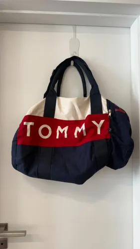 Bolsa / Sacola de Viagem Tommy Hilfiger Original Tecido Azul/Red/White