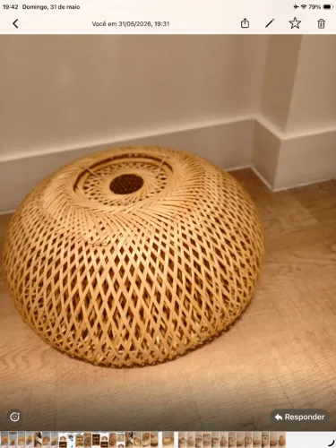 Par de Lustres Pendentes Artesanais em Bambu Natural - Estilo Boho/Japandi - Novos