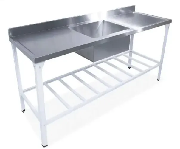 AL - PIA BASE INOX E PÉS E GRADE EPOX - 190 X 55 COM PRATELEIRA