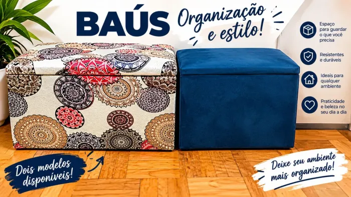 ? VENDO 2 BAÚS COM ASSENTO ACOLCHOADO - PRECISO VENDER COM URGÊNCIA! ?