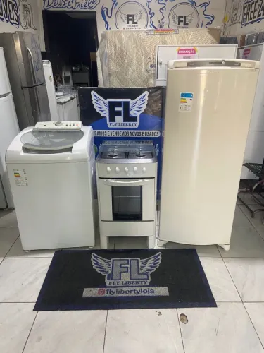 GELADEIRA CÔNSUL FACILITY FROTS FREE + FOGÃO 4 BOCAS MANUAL + MAQUINA DE LAVA