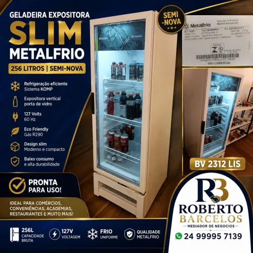 Geladeira expositora slim Metalfrio 256 litros, 127 volts
