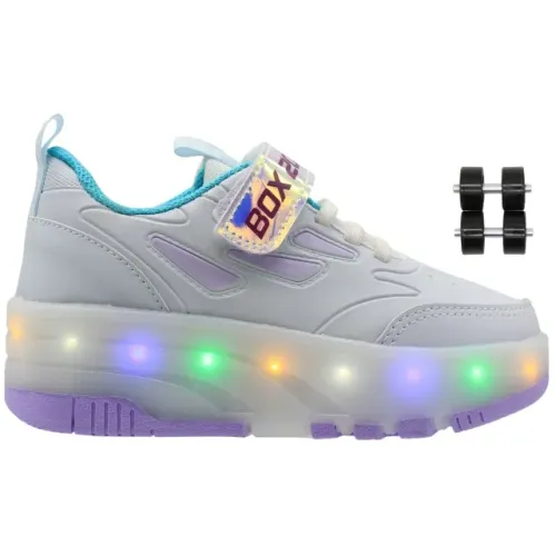 Tênis Casual Plataforma Infantil Box 200 LED Rodinha Removível Cadarço Menina