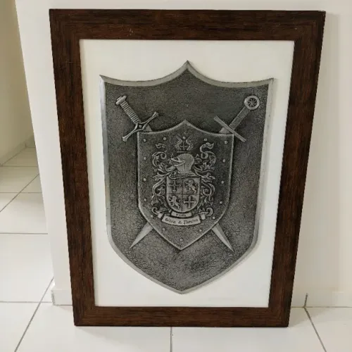 Peça Unica Quadro Brasão Da Família Silva & Pereira 97X71 Imponente Em Madeira 