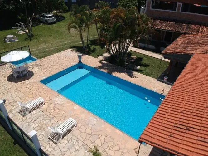 aluguel de sítio para temporada, 4 quartos, 5 banheiros, piscina, totó, sinuca, campo