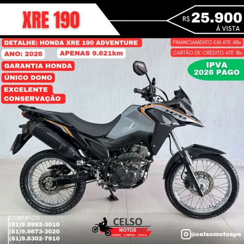 XRE 190 2026 Adventure apenas 9.000km! Financio 48x aceito sua moto na troca
