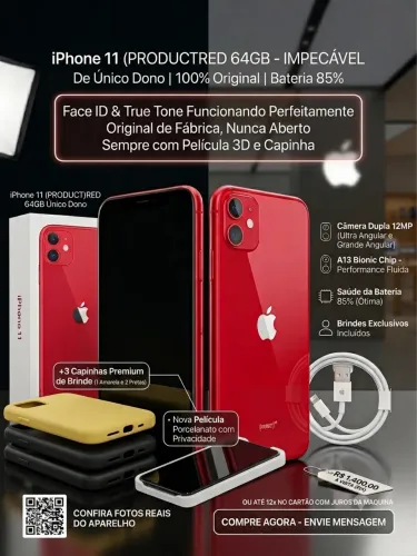 iPhone 11 (PRODUCT)RED de Único Dono