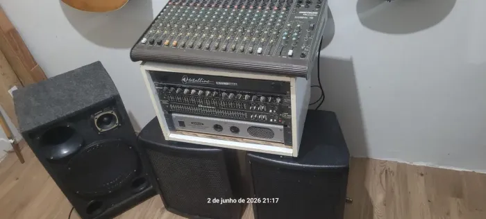 Som Profissional Completo - Mesa 16 canais + Potência + Caixas + Periféricos