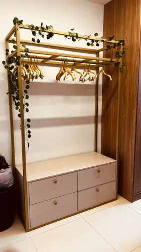 Arara Closet Rosa Infinito | Metalon + 4 Gavetas MDF (Móvel planejado) | 1,92m