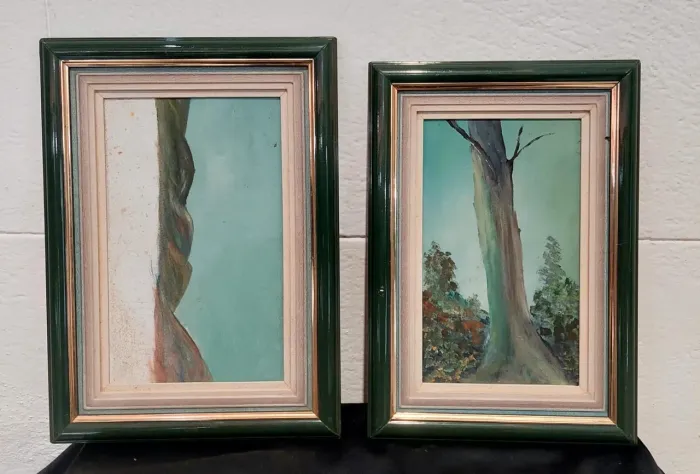 2 dois quadros óleo sobre alcatex