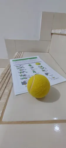 Guia demonstrativo sobre liberação miofascial com bola de tênis.