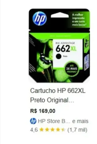 Cartucho HP 662XL Preto - Original, Lacrado e Pronto para Uso