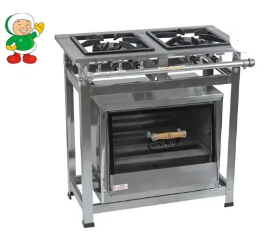 5581 - FOGAO BP 2BC INOX 2QD C/FORNO PF-7 / MARCA: CRISTAL AÇO