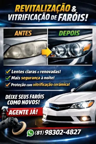 Revitalização e vitrificação de faróis automotivo