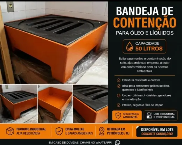 Bandeja de contenção industrial com grelha 