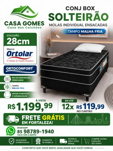 CONJUNTO BOX SOLTEIRÃO MOLAS INDIVIDUAL ENSACADAS ORTOLAR