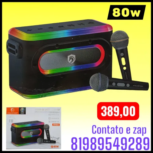 Caixa de som 80w com microfones