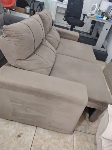 Sofa retrátil reclinável Suede bege!