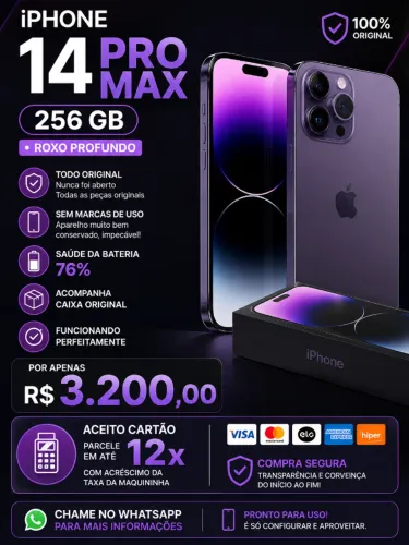 iPhone 14 Pro Max, 256GB, roxo
