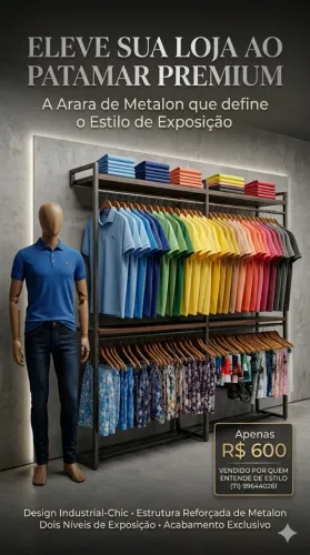 Arara de Metalon Premium - Para Loja e Closet (Super Reforçada)