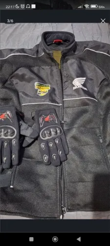 Kits de motoqueiro jaqueta luvas e joelheira 
